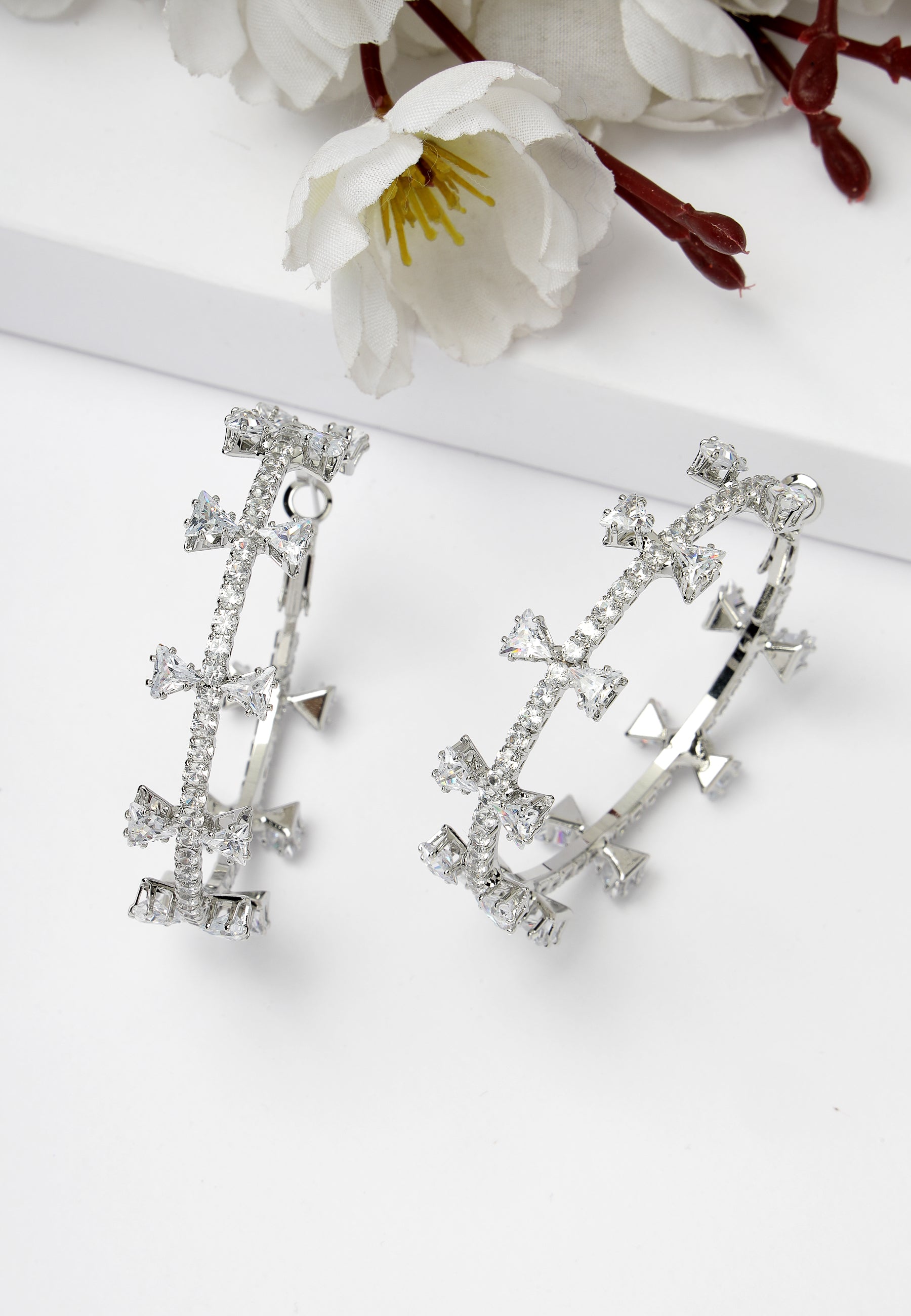 Silver-Coloured Bow Earrings