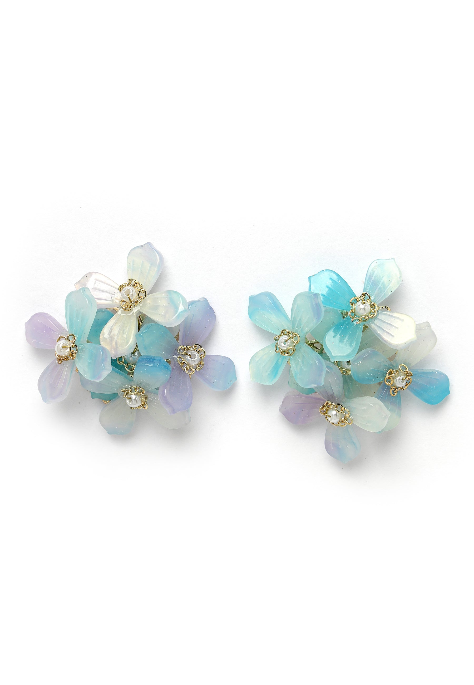 Boucles d'oreilles florales bleues