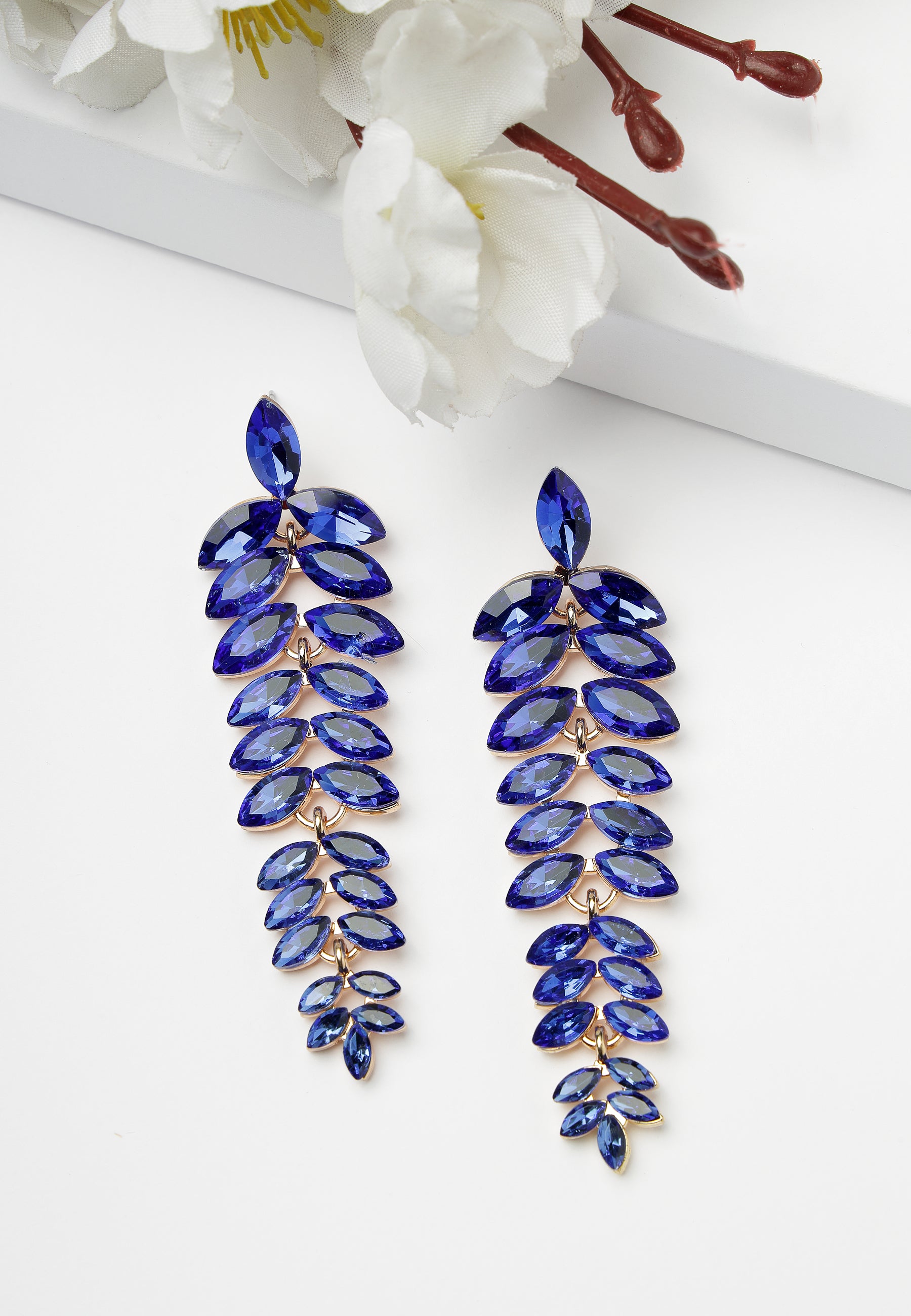 Multicolored Cascading Leaf-Shaped Drop Earrings