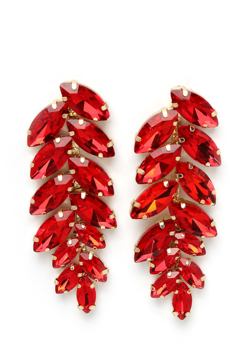 Boucles d'oreilles pendantes en forme de feuille rouge