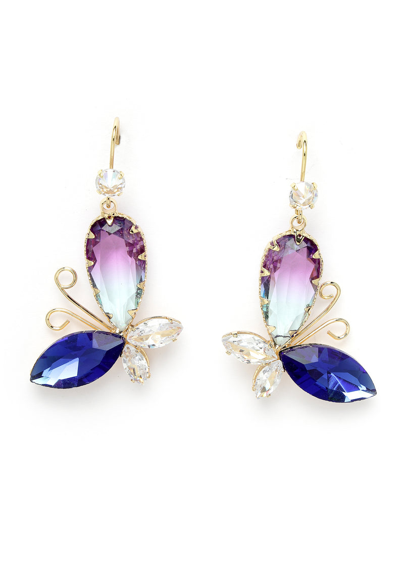 Boucles d'oreilles à breloques papillon violet