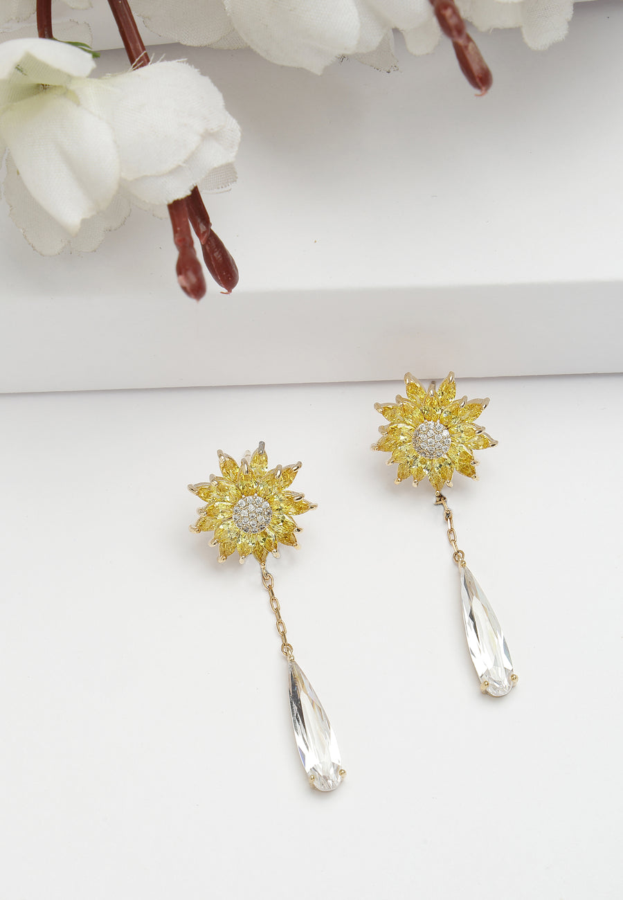 Pendientes colgantes de girasol