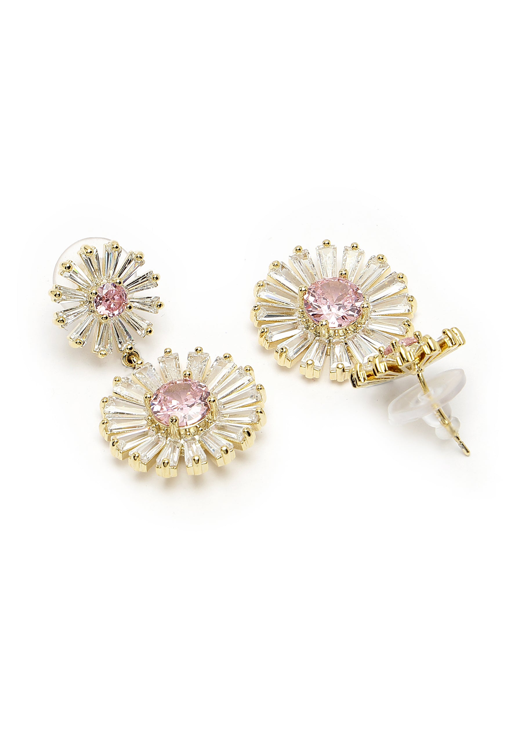 Boucles d'oreilles pendantes double marguerite