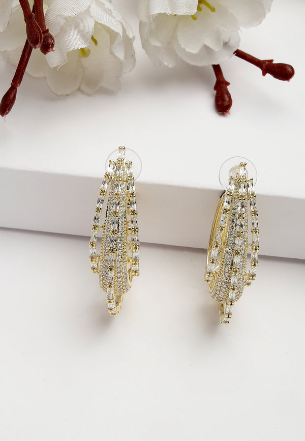 Cubic Zirconia Layered Hoops