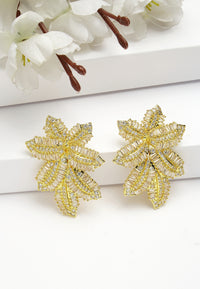 Cubic Zirconia Gule Finish Leaf Studs