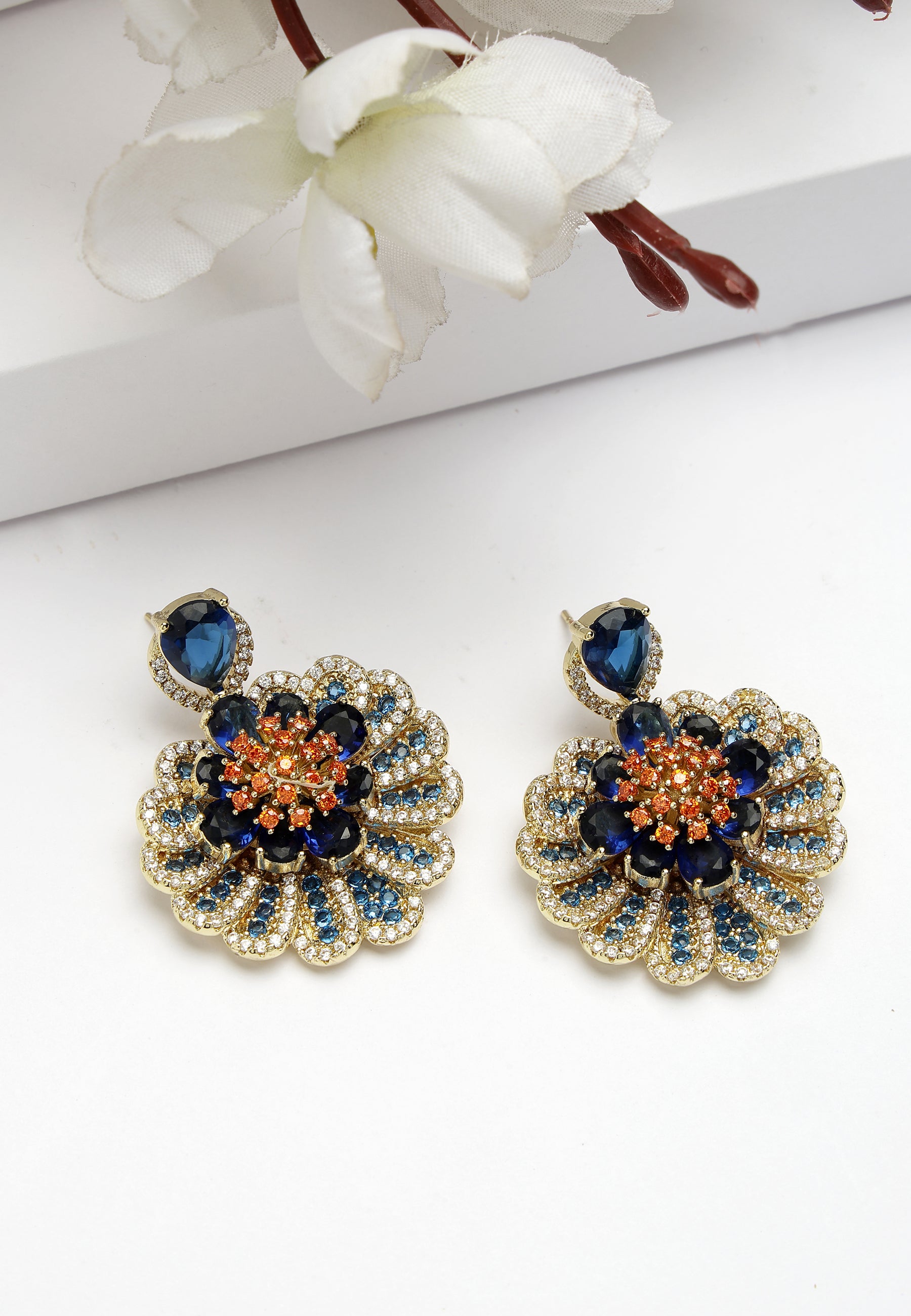 Pendientes colgantes con doble flor