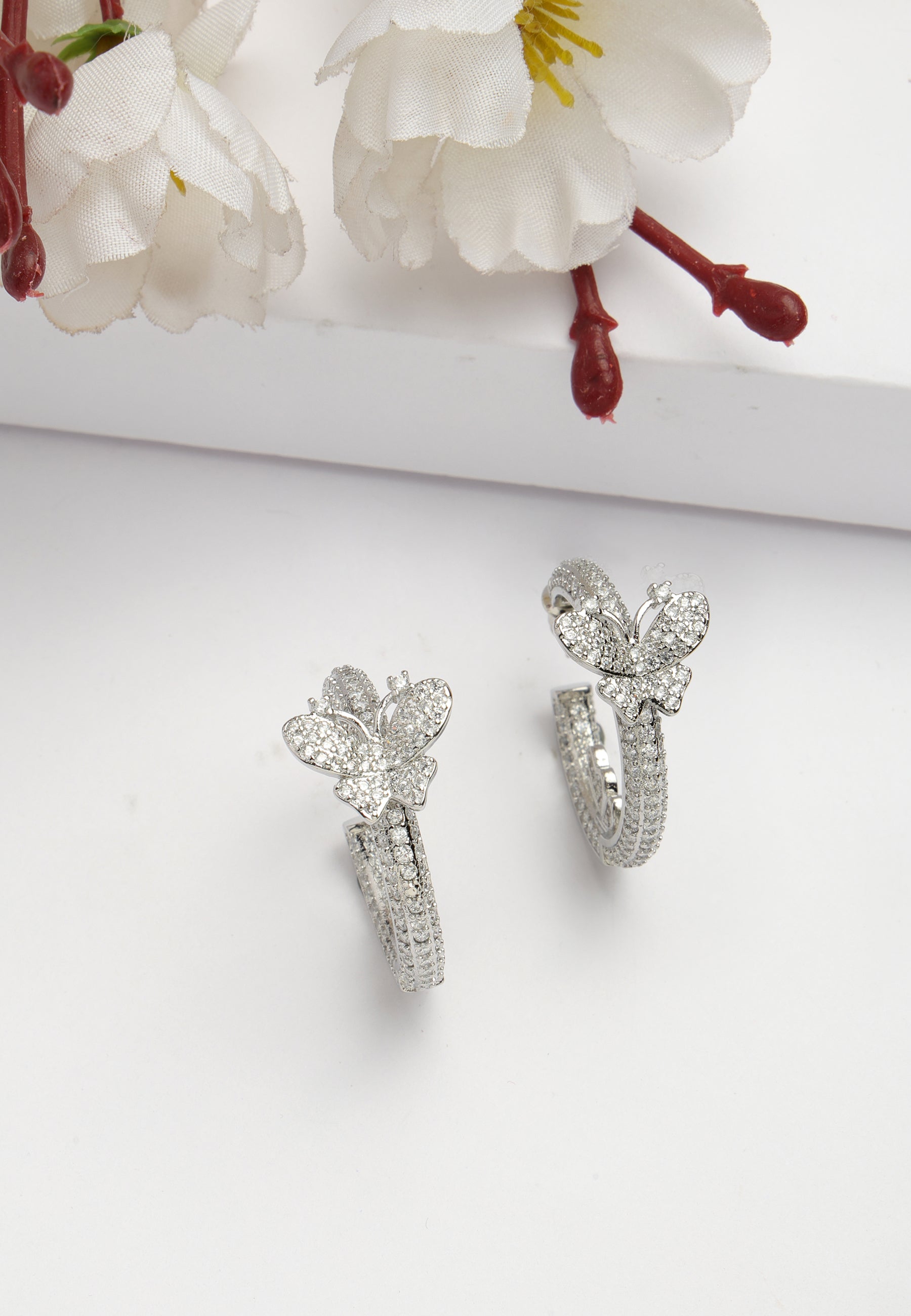 Dainty Butterfly Zirconia Hoops