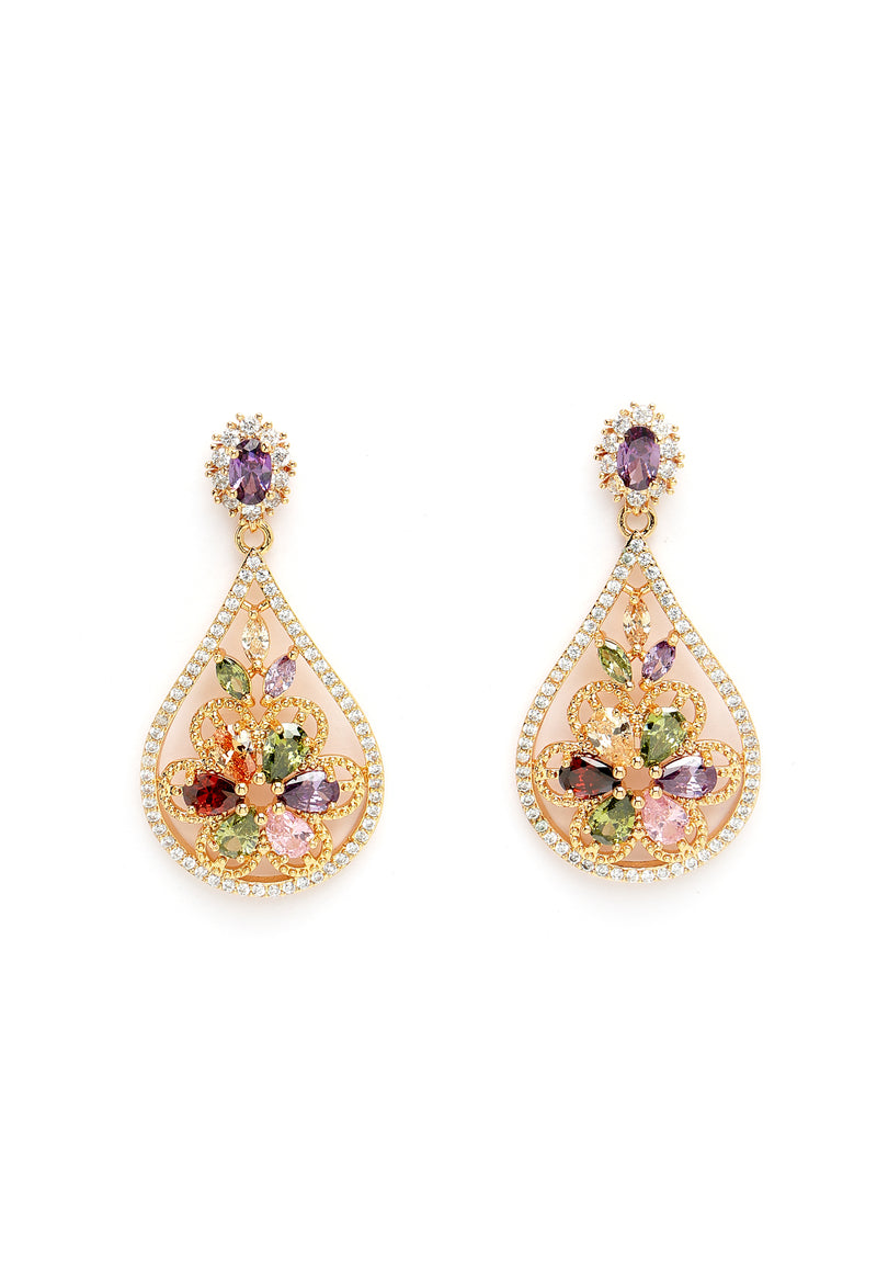 Vintage Floral Zirconia Earrings