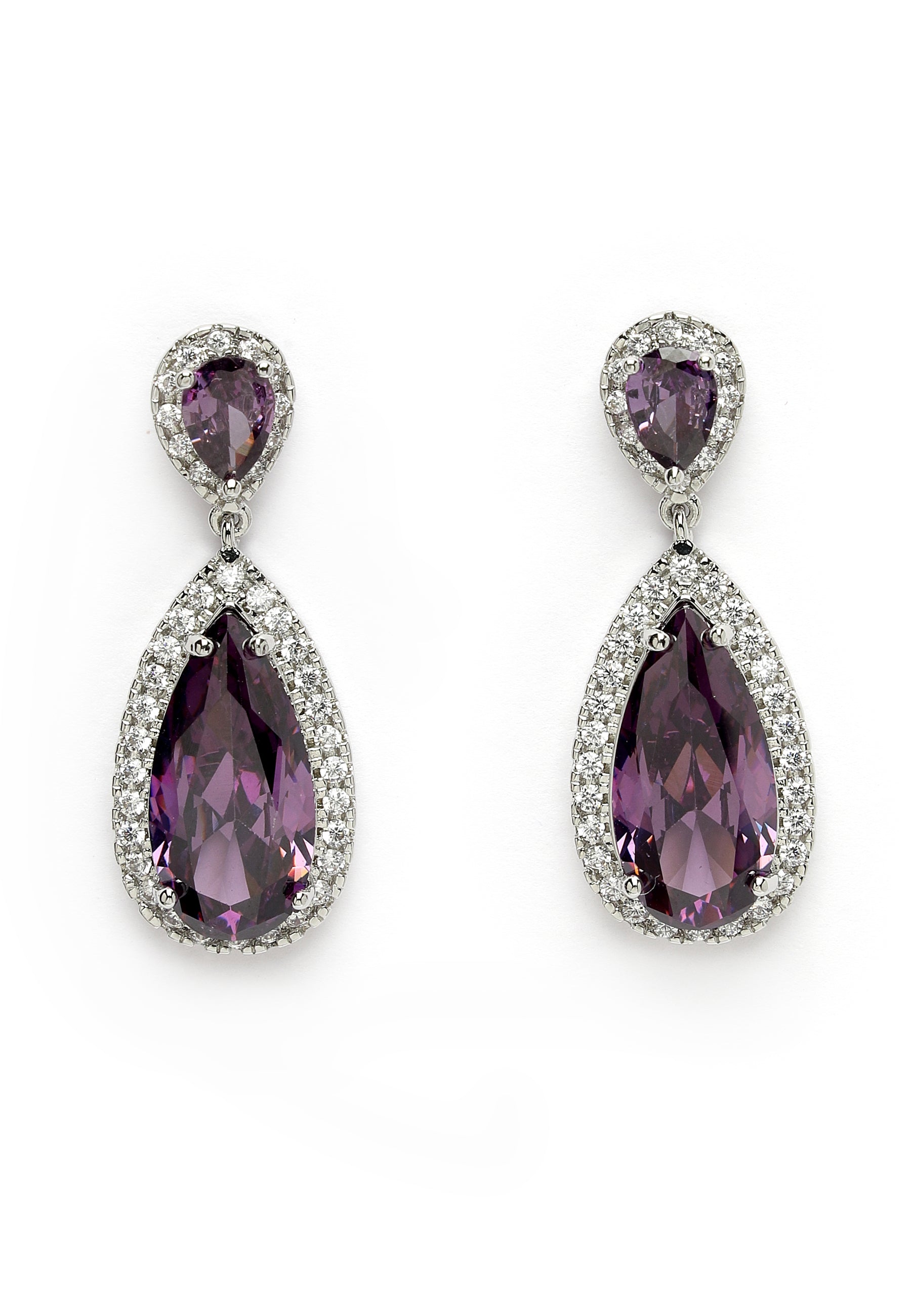 Boucles d'oreilles pendantes en zircone violette