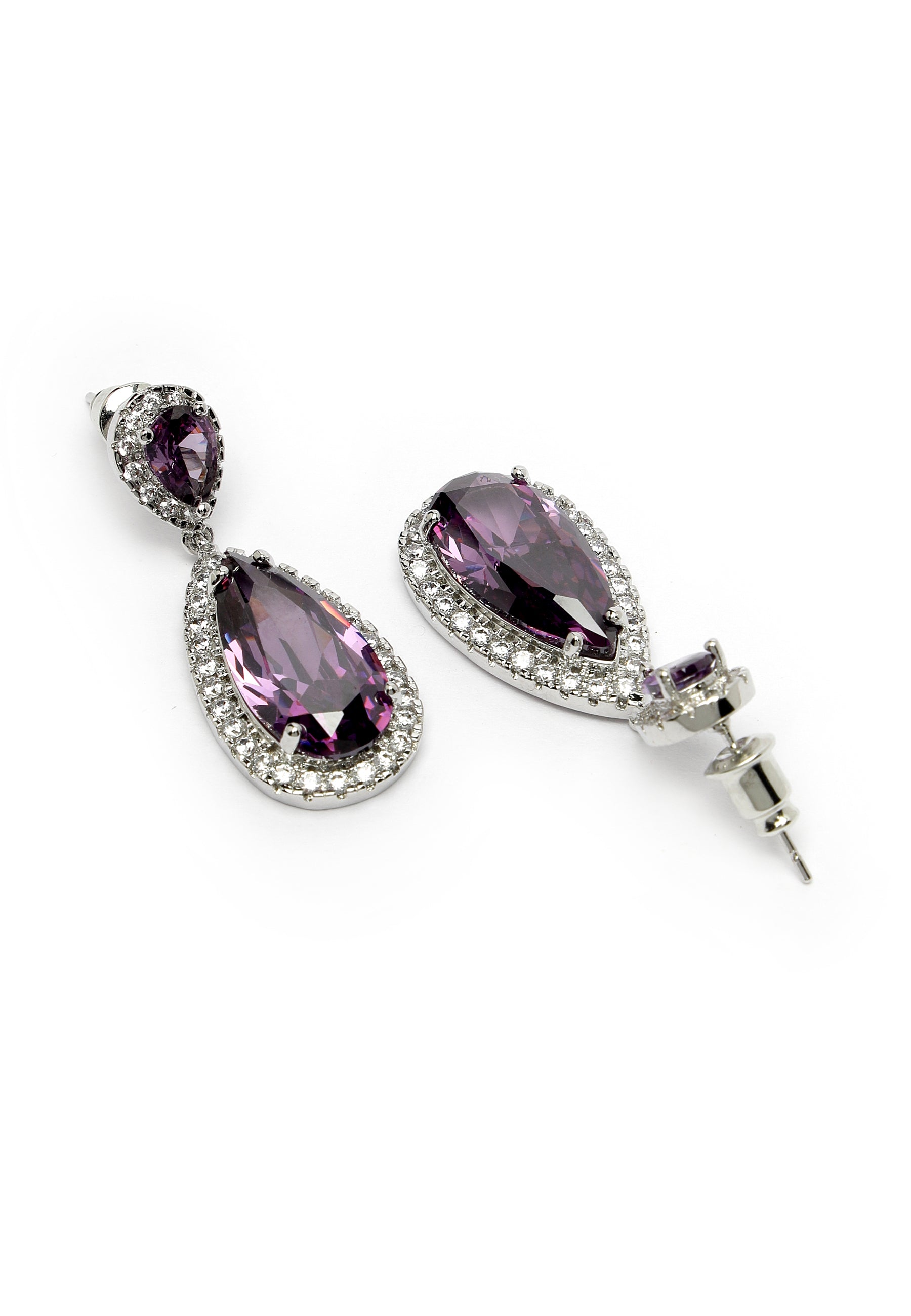 Boucles d'oreilles pendantes en zircone violette