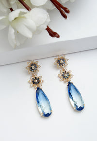 Double Flower Drop Earrings