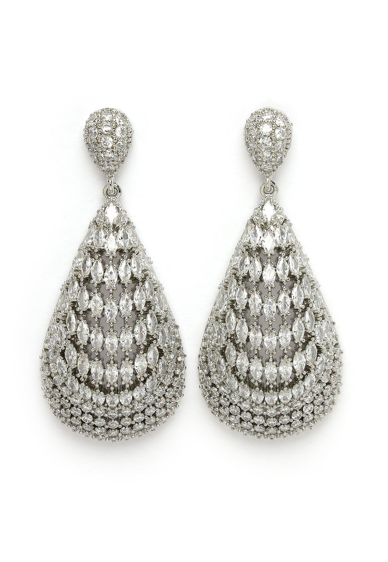 Zirconia Shimmering Hollow Earrings Drop