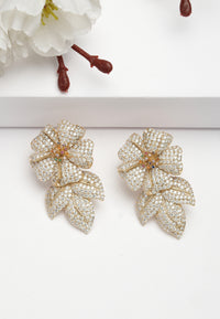 Gleaming Flower And Leaf Earrings