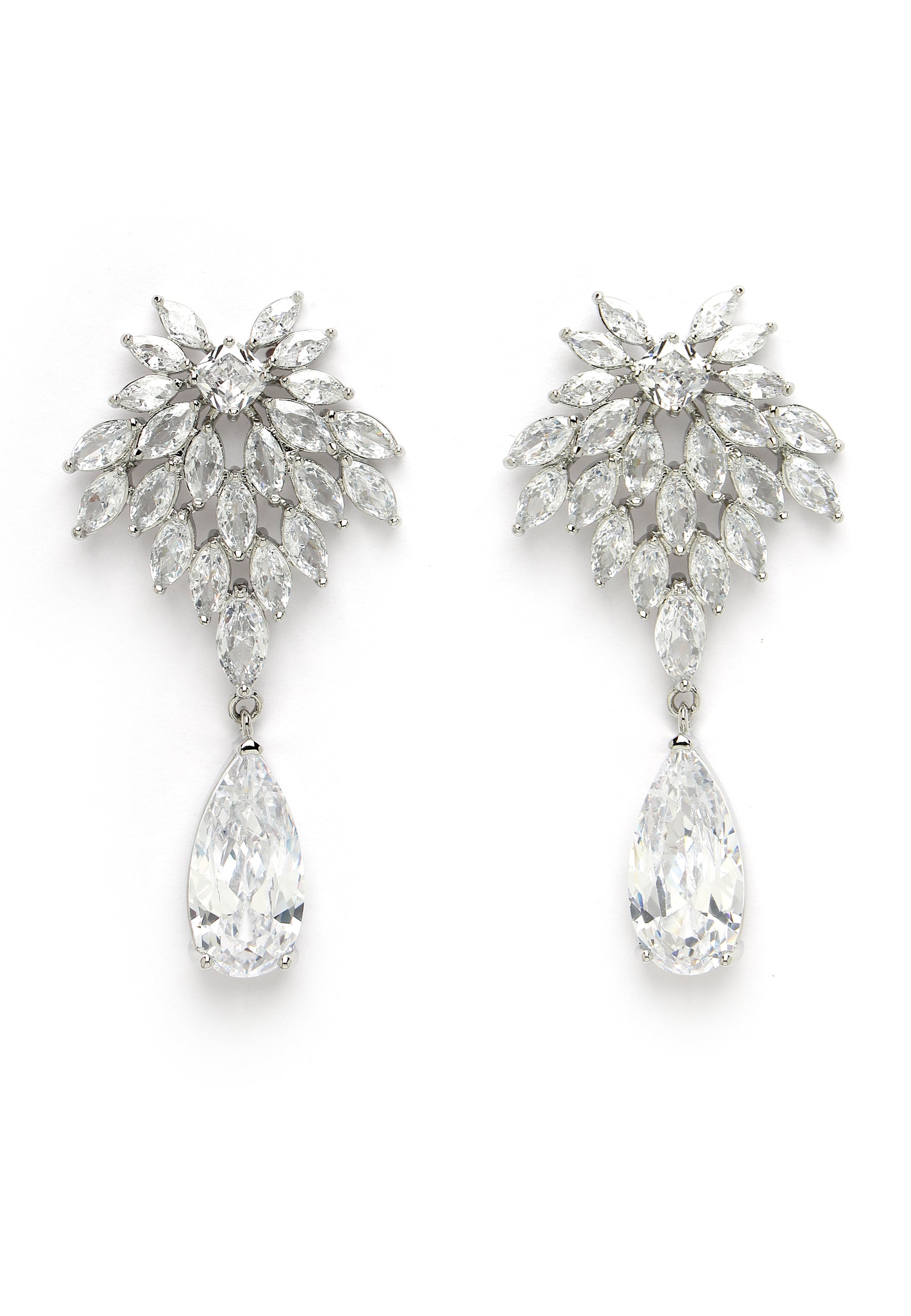 Elegant Zirconia Leafy Drop Earrings