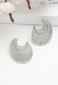 Cubic Zirconia Designer Crescent Earrings