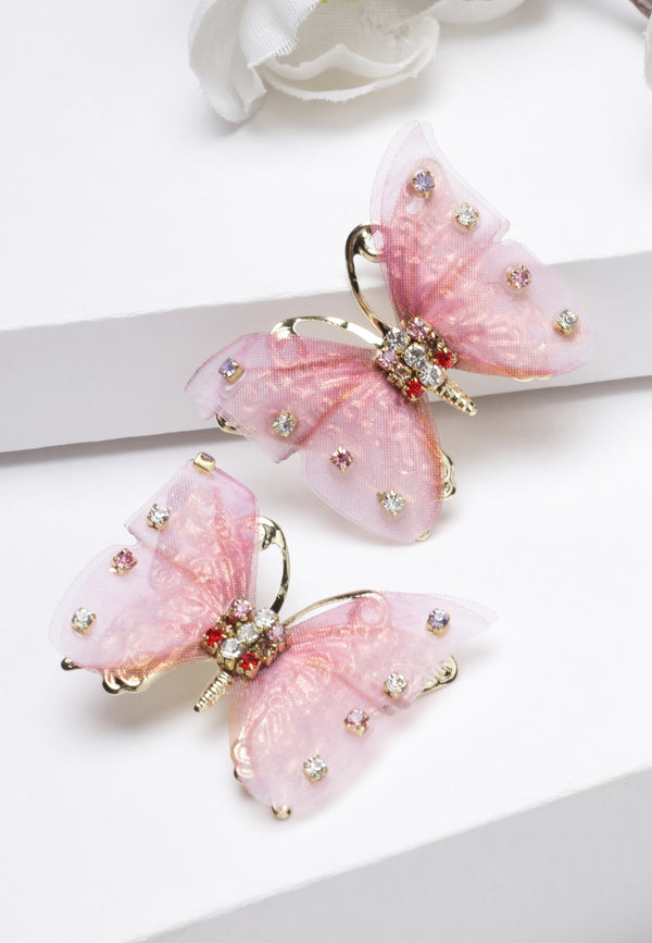 Pink Butterfly Stud Earrings