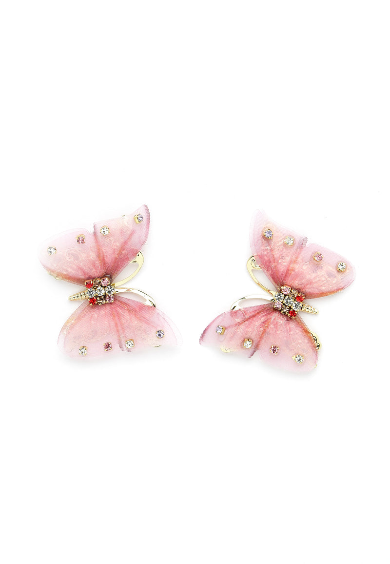 Vaaleanpunaiset Butterfly korvakorut