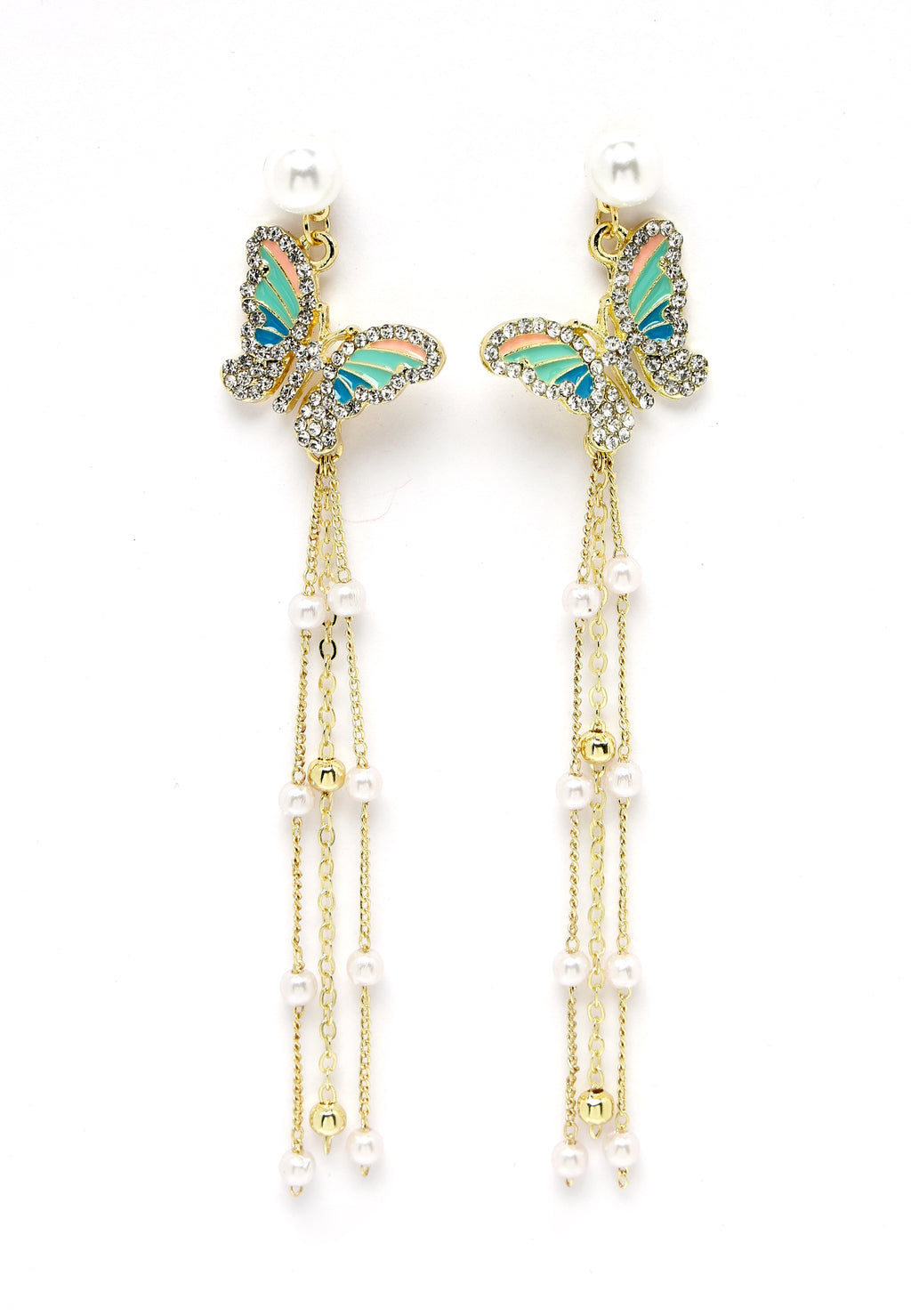 Multi-Colored Butterfly Drop Earrings