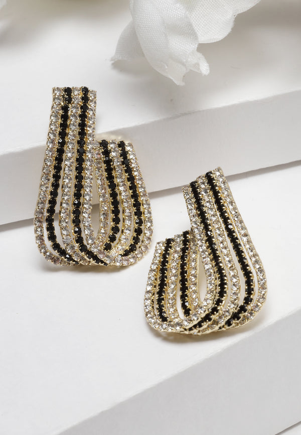 White Crystal J-Hoop Earrings