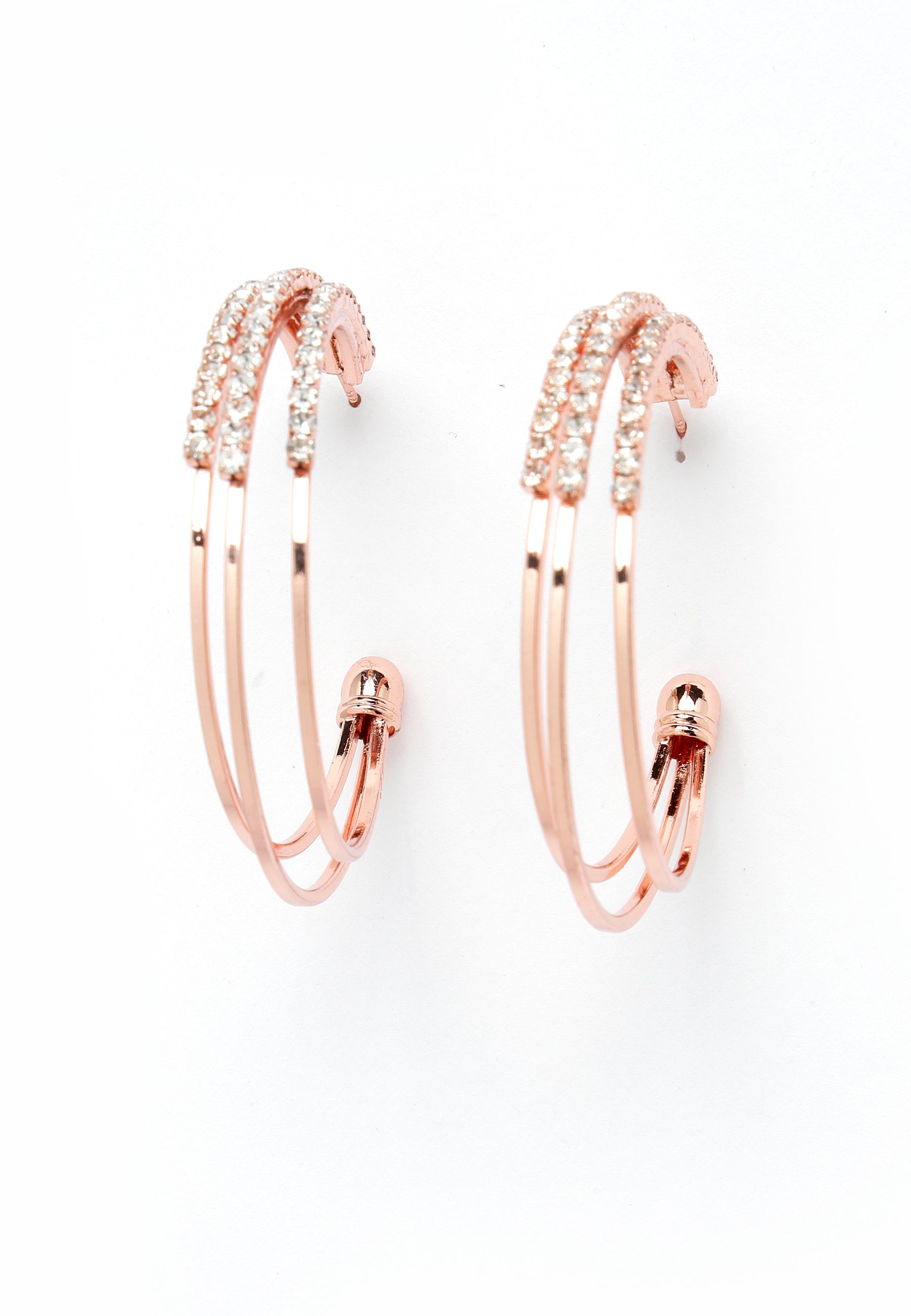 C Shape Rose-Gold  Crystal Earrings