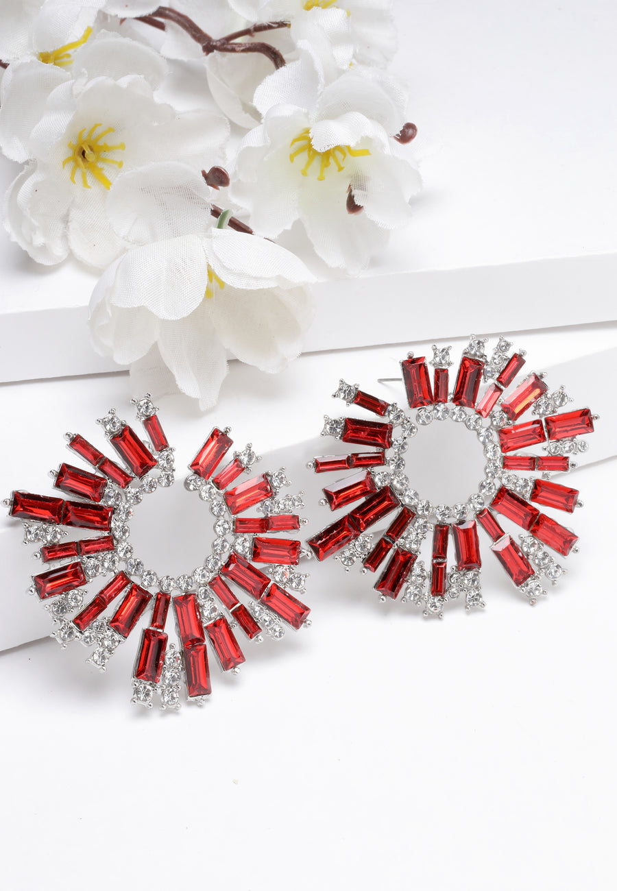 Sparkling Sunbeam Stud korvakorut punaisena