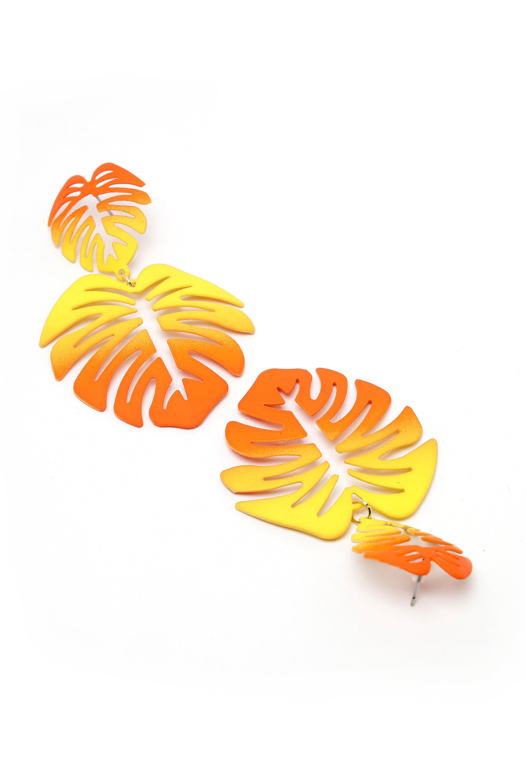 Orange Palm Leaf Dingle Örhängen