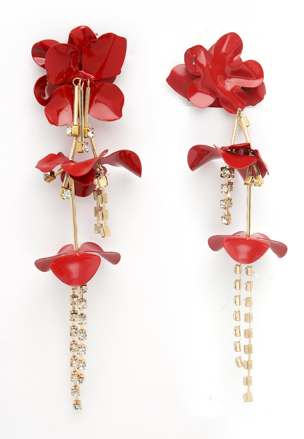 Lange rode bloemen oorbellen