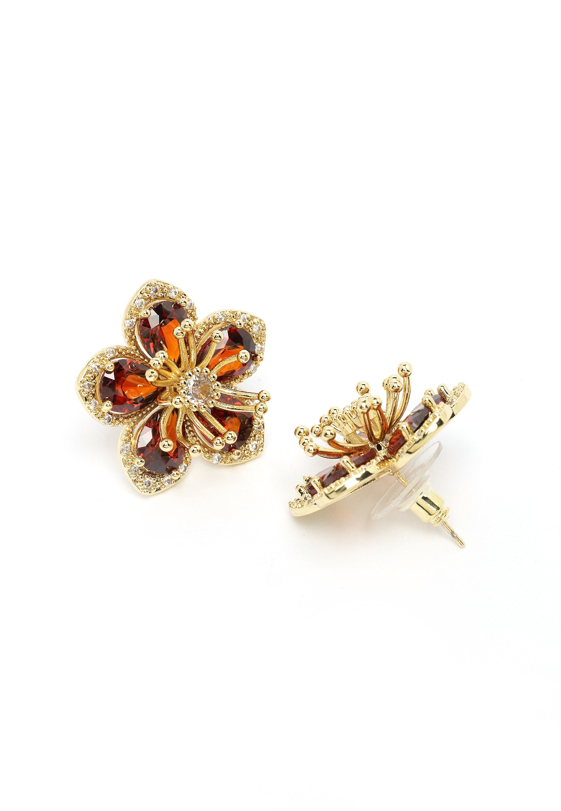 Pendientes de Stud Florales Rojos Dainty