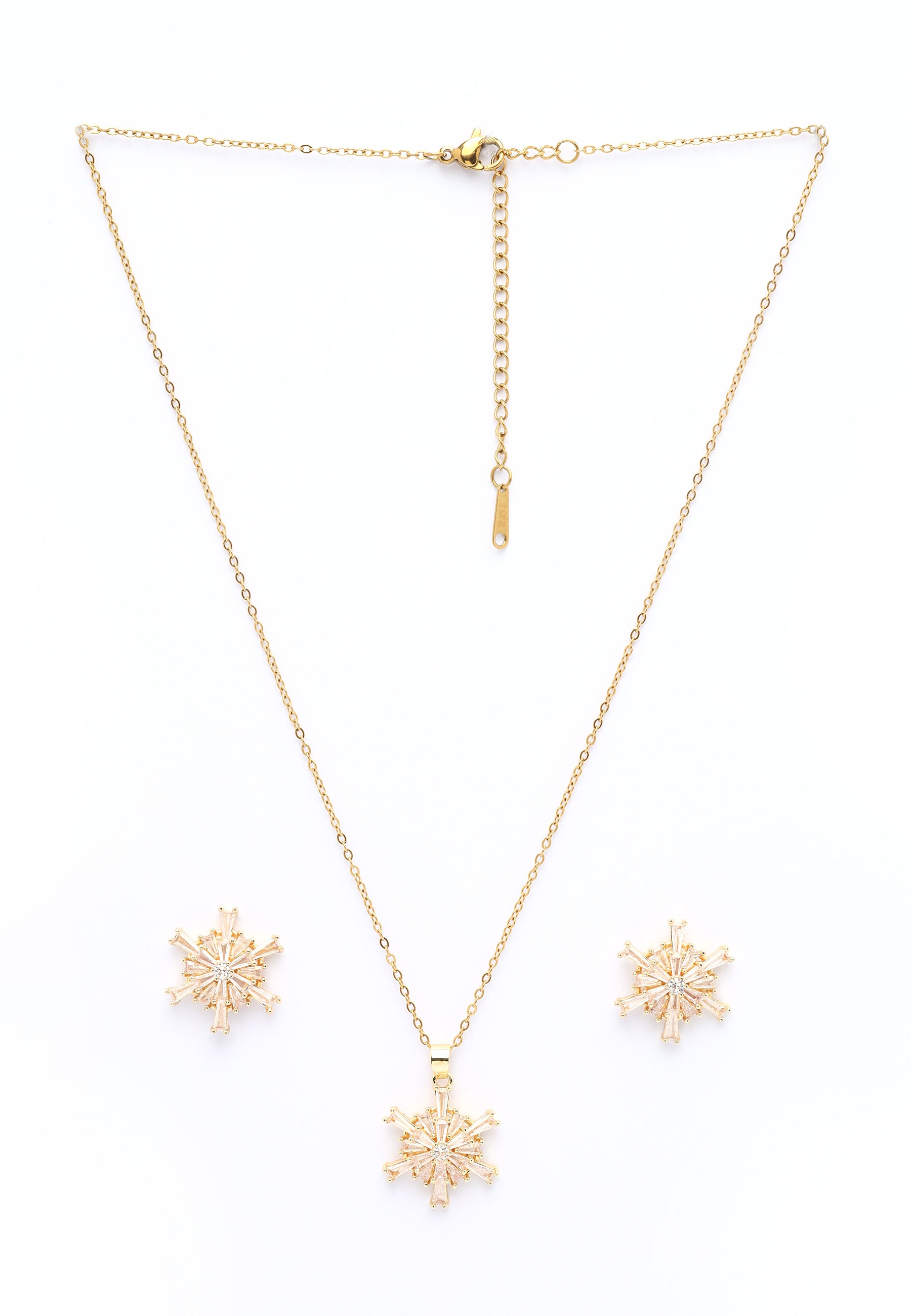 Gouden Sterrenstof Oorbellen en Ketting set