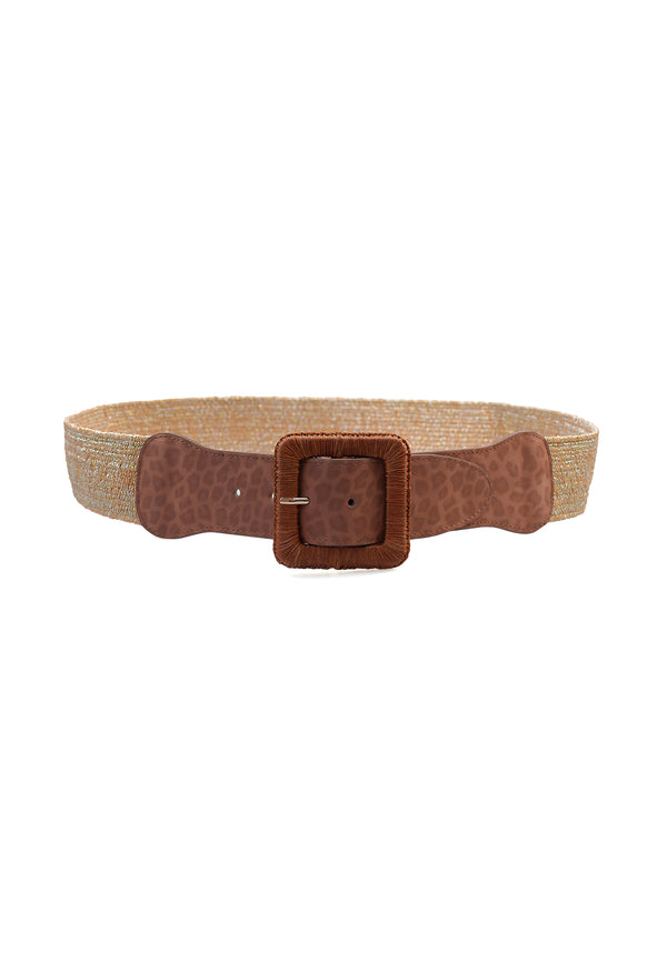 Beige Tiger Print Broad Belt