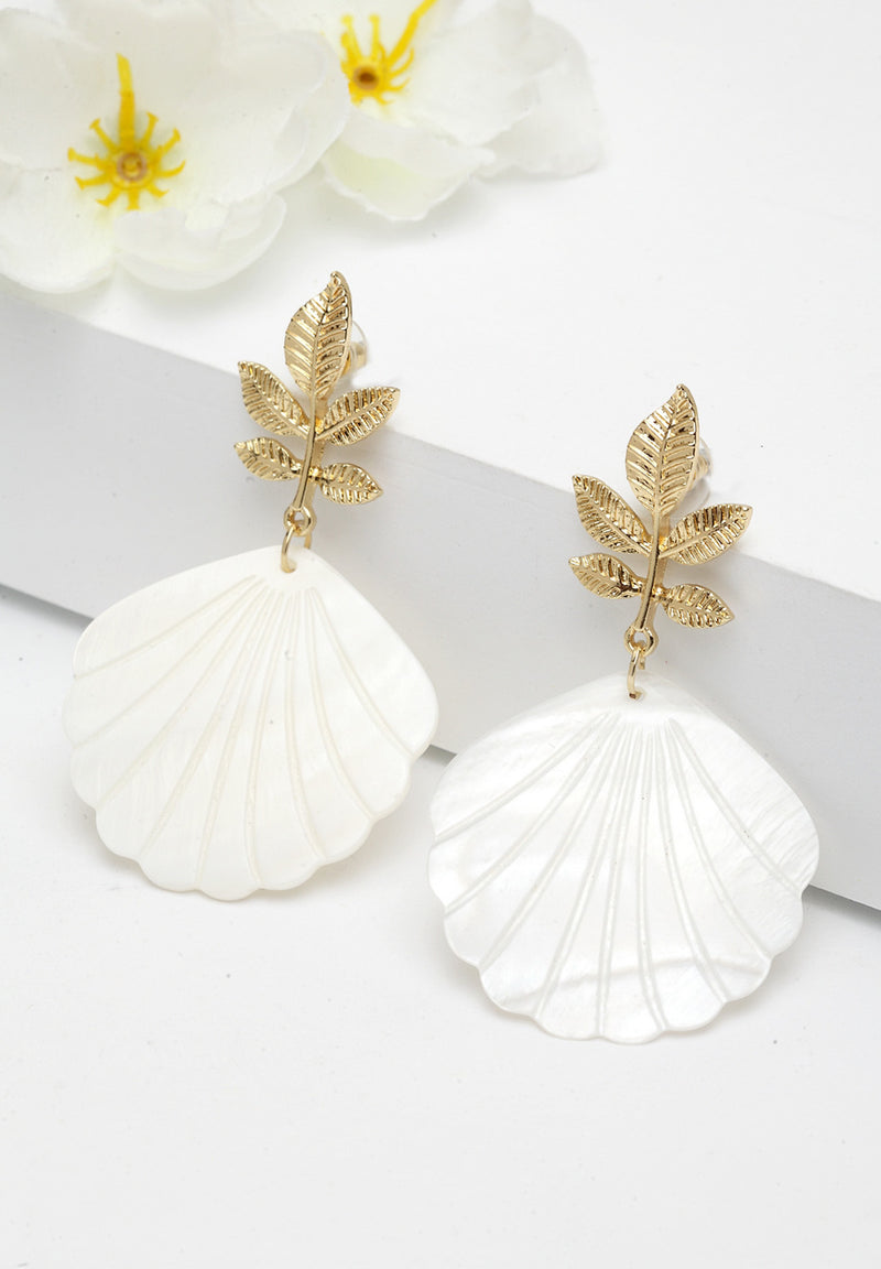 Earrings Shell Modish Gold-Plátáilte