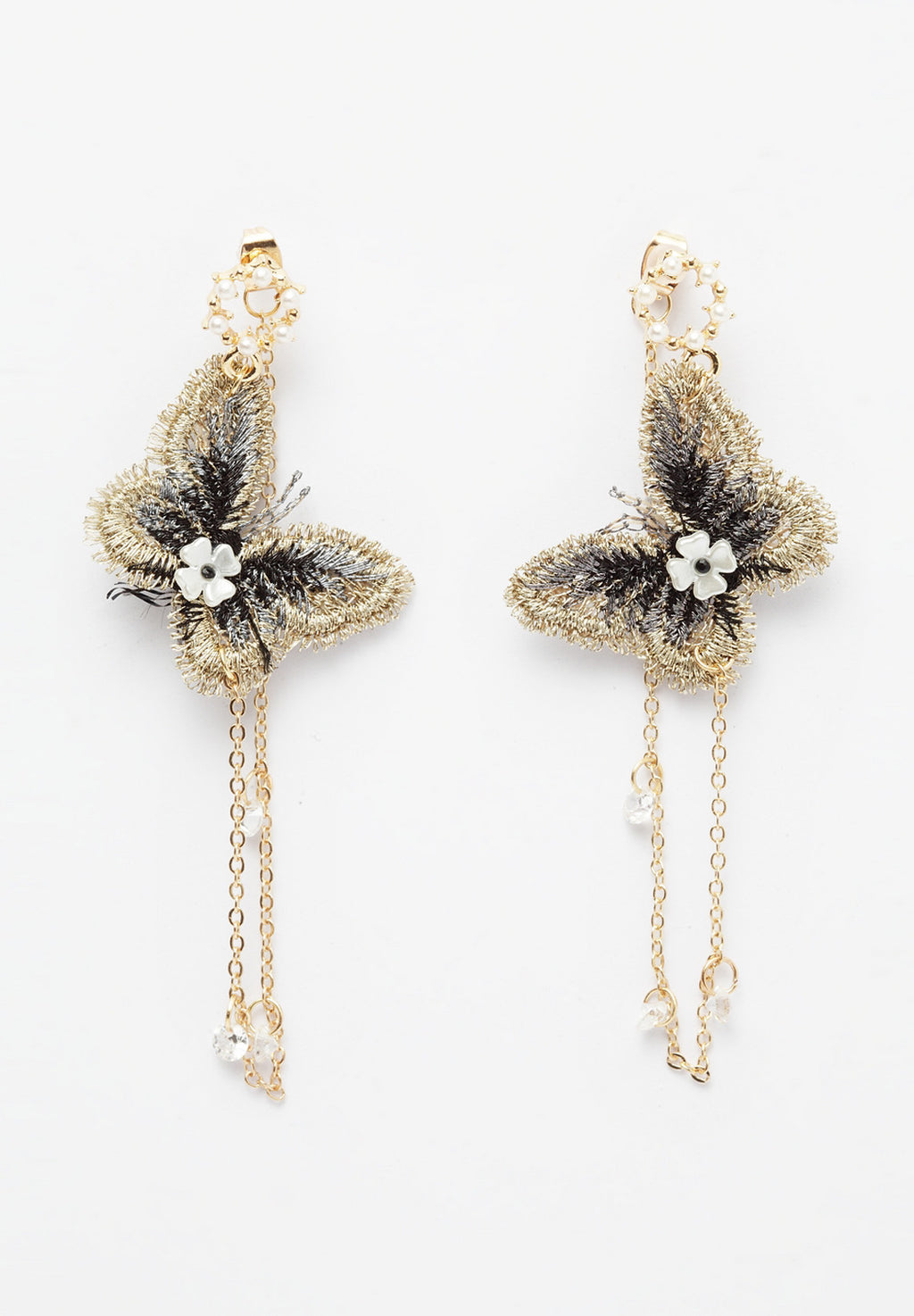 Pendientes de mariposa de cristal extravagantes