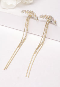Gouden kristallen lange hangende oorbellen