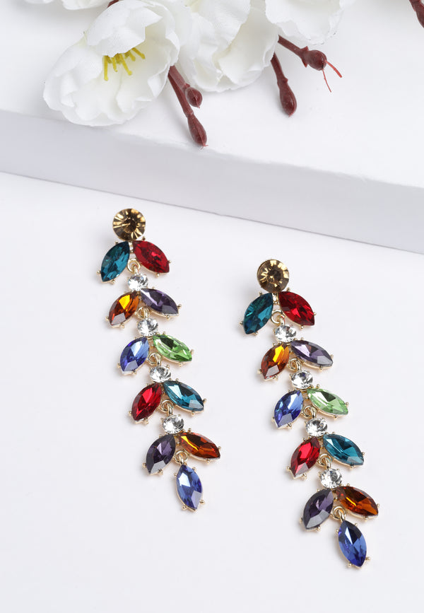 Crystal Leaf Drop Earrings